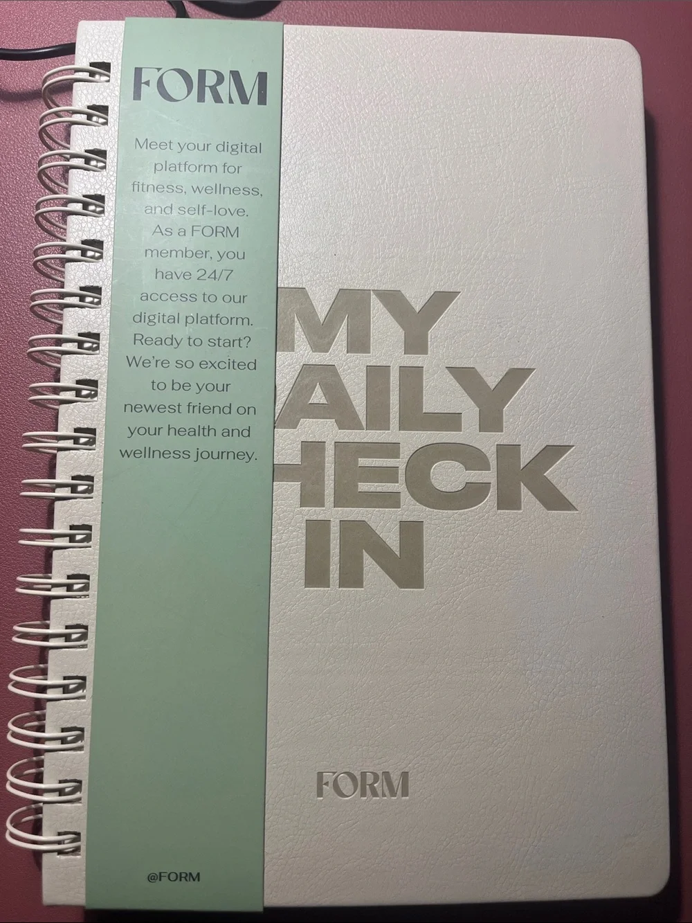 My Daily Check-In Spiral Notebook — White with Gold Text